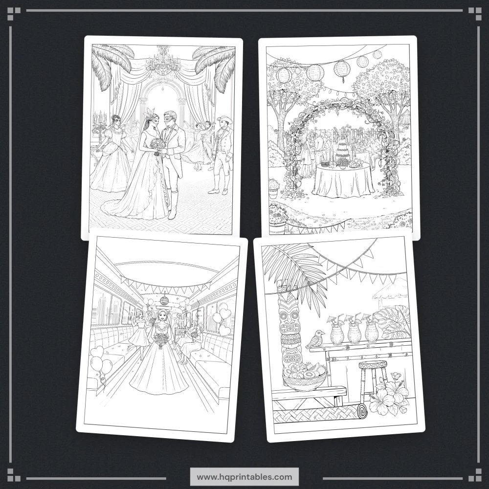 Printable bachelorette party coloring book for bride to be hen party adult activity