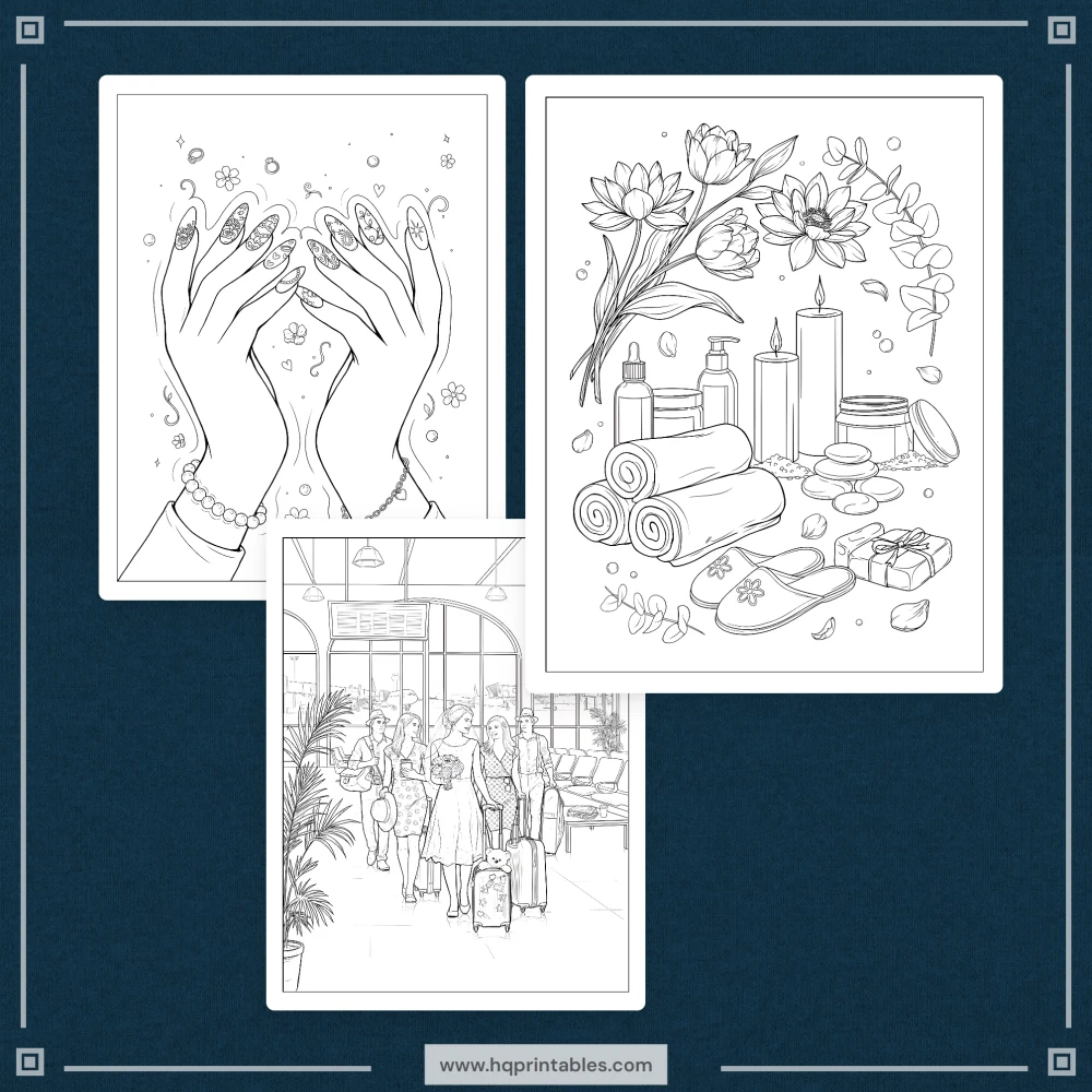 Printable bachelorette party coloring book for bride to be hen party adult activity