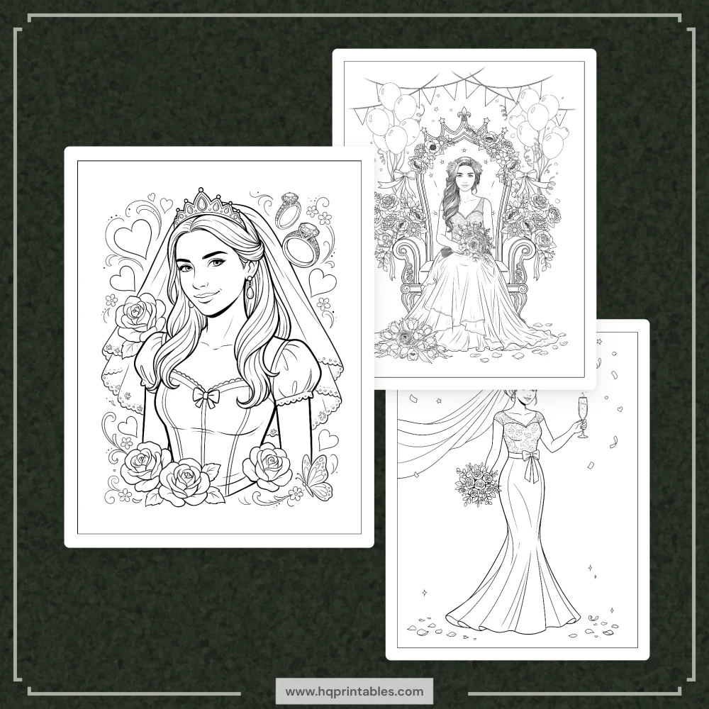 Printable bachelorette party coloring book for bride to be hen party adult activity
