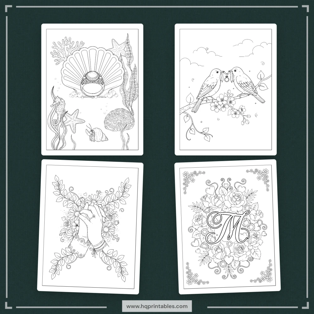 Printable engagement coloring book for newly engaged couple bridal shower gift activity