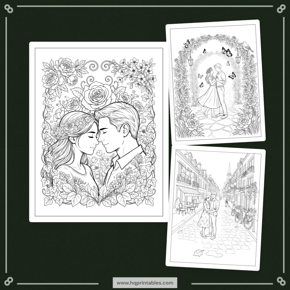 Printable engagement coloring book for newly engaged couple bridal shower gift activity