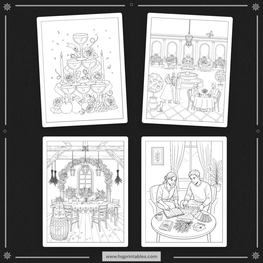 Printable engagement coloring book for newly engaged couple bridal shower gift activity