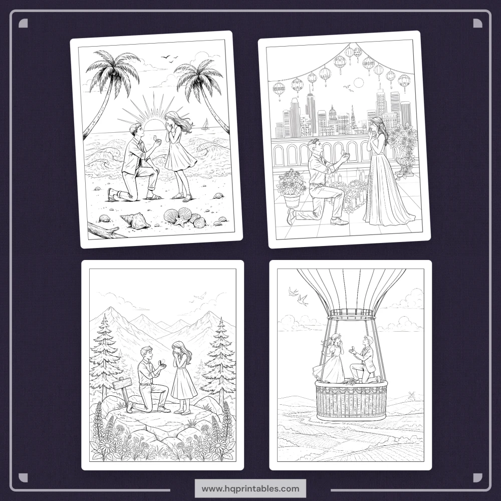 Printable engagement coloring book for newly engaged couple bridal shower gift activity