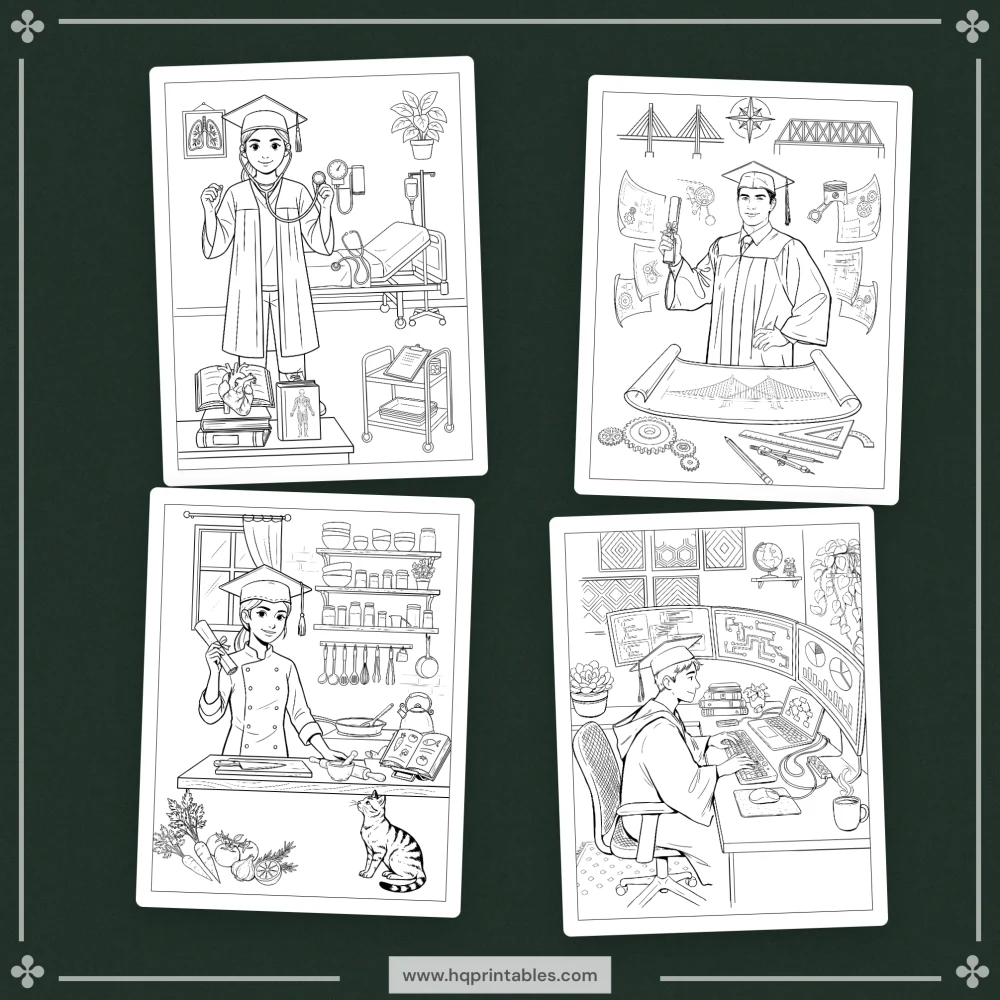 Printable graduation coloring book for college and high school senior grad gift activity