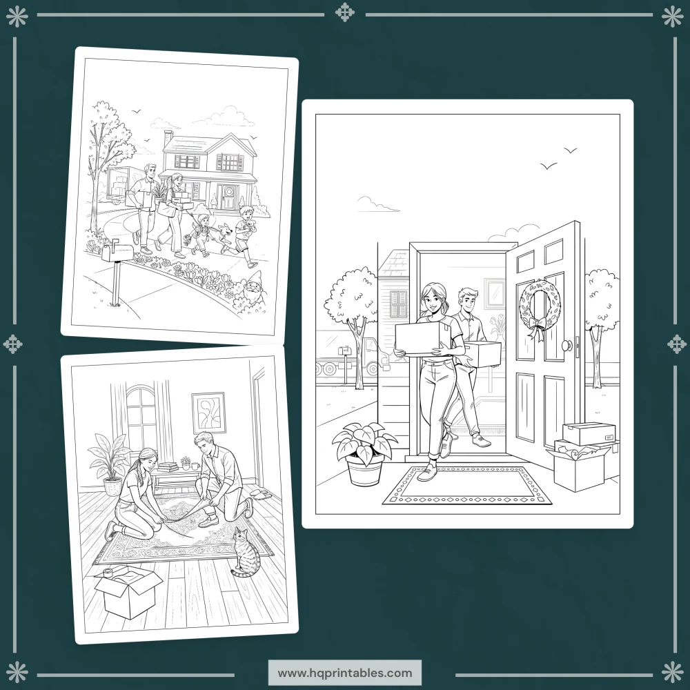 Printable housewarming coloring book download for new home owner first home adult gift