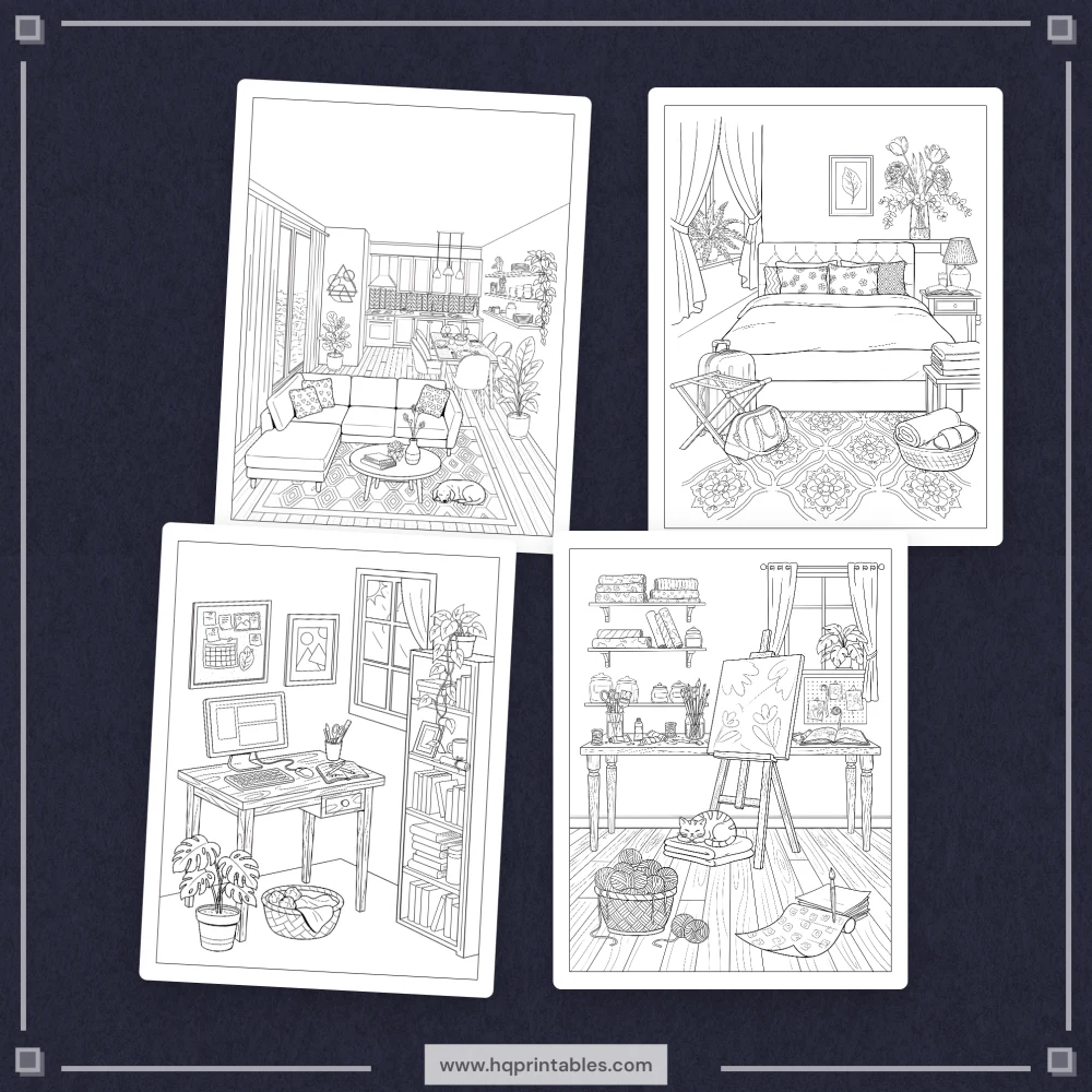 Printable housewarming coloring book download for new home owner first home adult gift