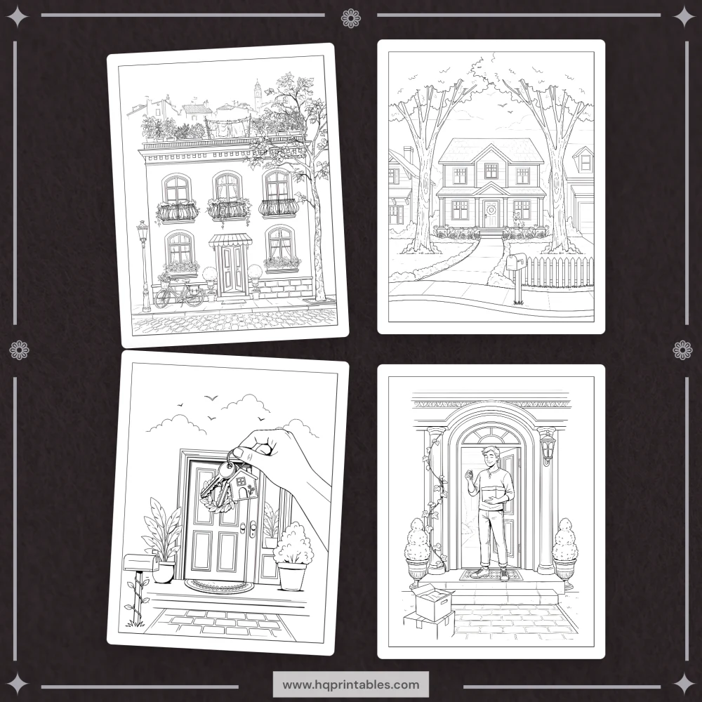 Printable housewarming coloring book download for new home owner first home adult gift