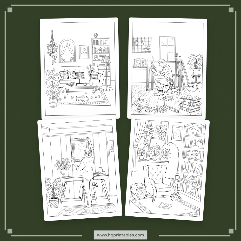 Printable housewarming coloring book download for new home owner first home adult gift