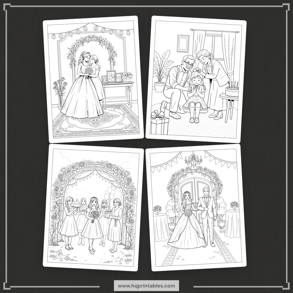 Printable Quinceanera coloring book featuring Mis Quince Anos 15th birthday sweet celebration activity