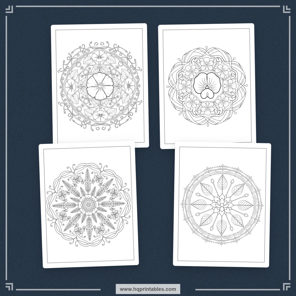 Floral mandala coloring book for adults with botanical patterns and sacred geometry designs
