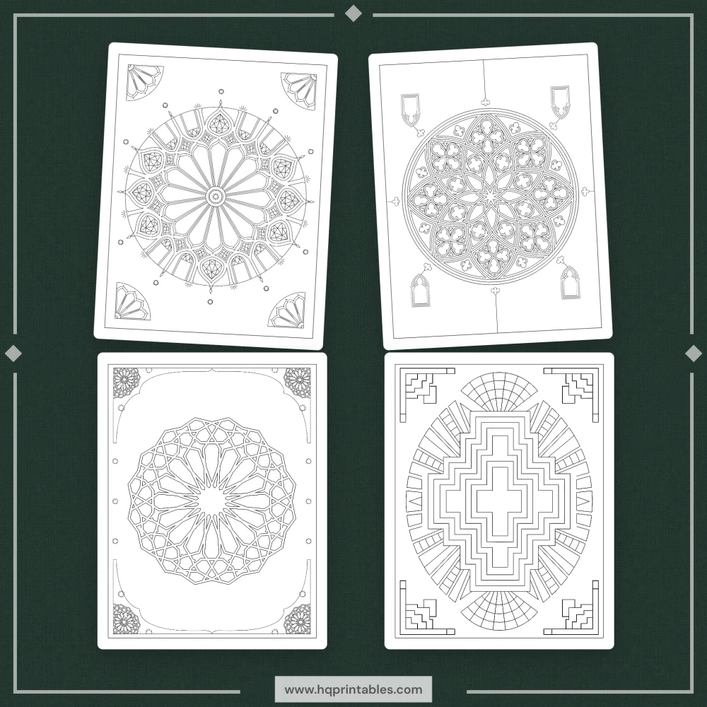Geometric mandala coloring book for adults featuring sacred geometry and relaxing Zen patterns