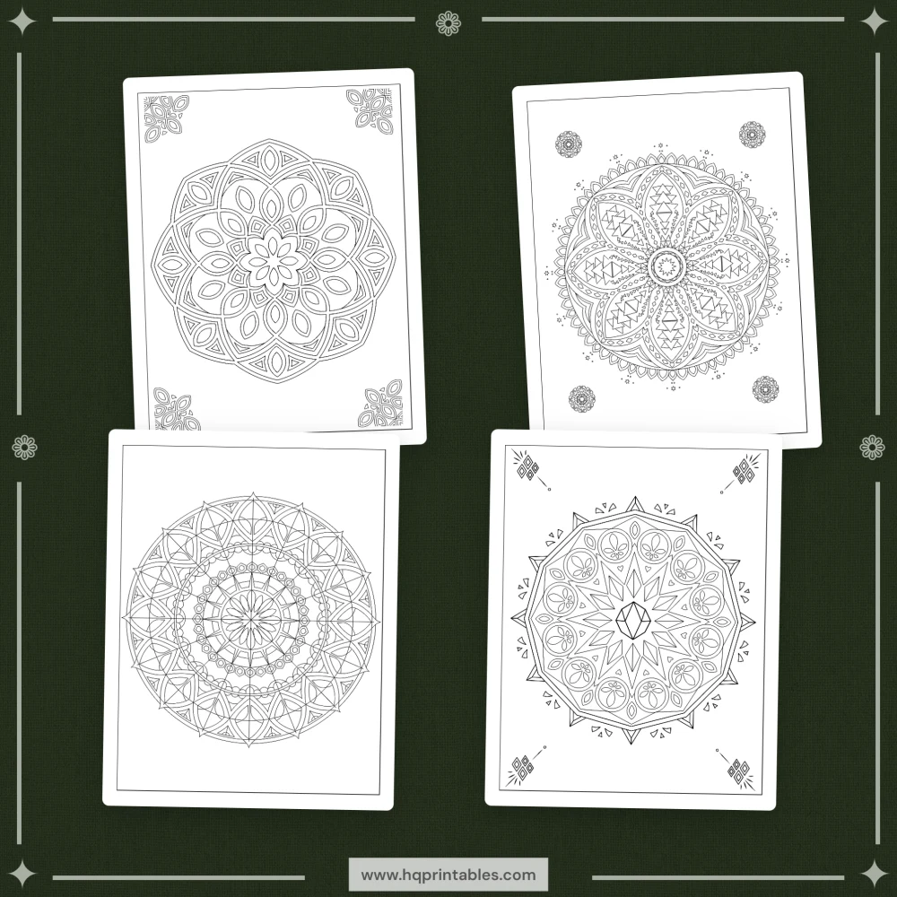 Geometric mandala coloring book for adults featuring sacred geometry and relaxing Zen patterns