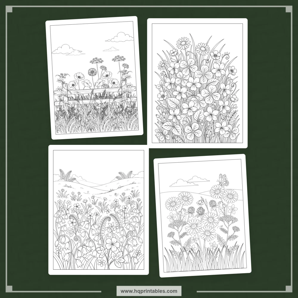 Wildflower coloring book for adults with printable botanical meadow flowers and floral pages