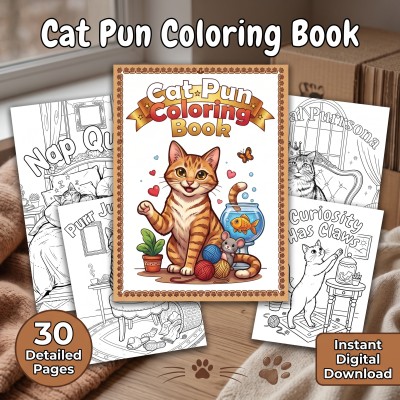 Cat Pun Coloring Book for Cat Lovers with Funny Feline Humor