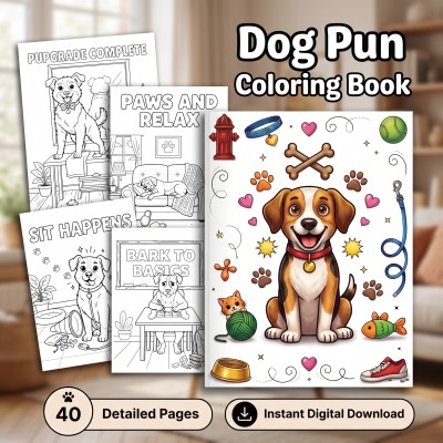 Dog Pun Coloring Book for Dog Lovers with Funny Canine Humor