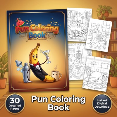 Pun Coloring Book for Adults with Clever Visual Wordplay and Humor