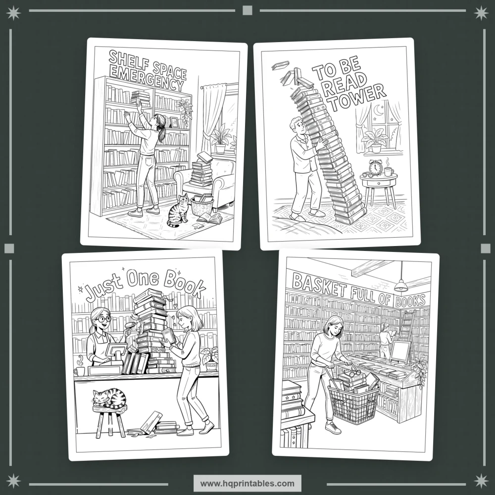 Cover preview for a book pun coloring book centered on reading humor and bookish themes for book lovers.