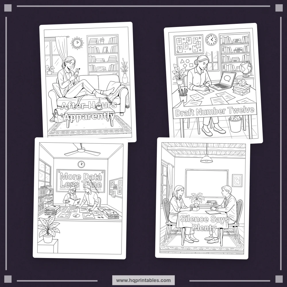 Printable sarcastic teacher coloring book preview featuring funny school and classroom humor for educators.